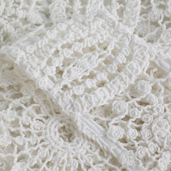 Express White Crochet V Neck Button Up Vest NWT - Picture 4 of 9